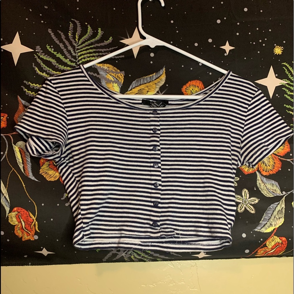 Black and White Crop Top Medium Forever 21